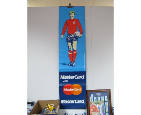 Euro 96 'Sheffield Welcomes' Street Lamp Drop Advertising Banners, featuring Dixie Dean, Bobby Moore (x2), Stanley Matthews a