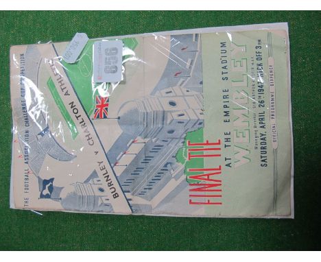 1947 FA Cup Final Programme, Burnley v Charlton Athletic (spine tears, rusty staples, creased). 