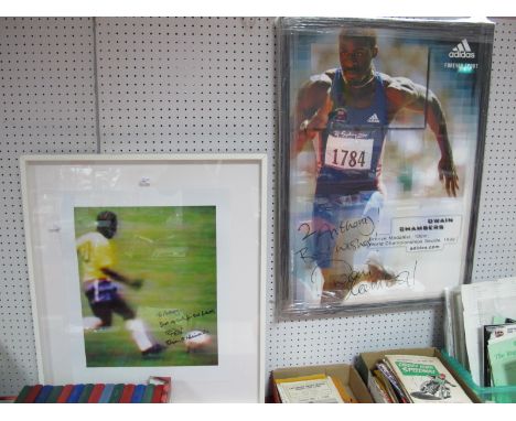 Pele Autograph, with personal mention to Anthony, black pen signed on a print of him in action, Dwain Chambers item similar. 