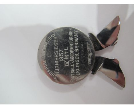 Sheffield Wednesday Presentation Pen Knife, awarded to E.W. Taylor for 1957 tournament in Germany. Having twin blades stamped