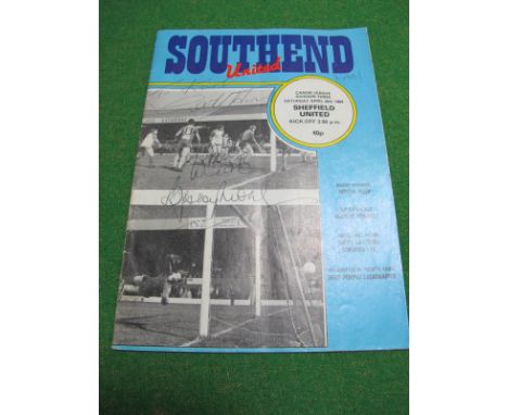 Bobby Moore and Geoff Hurst Autographs, black ink signed, personally notated to Carl, on a copy of a Southend United programm