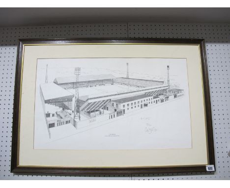 'Turf Moor' Peter.J.Lewis Black and White Limited Edition Print, 259 of 850, 36.5 x 62.5 cms, pencil signed.  