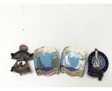 Four vintage enamel butlins pin badges - NO RESERVE