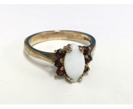 A 9ct gold Opal and garnet cluster ring  - NO RESERVE