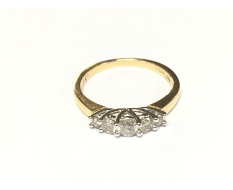 Half carat diamond 5 stone 18ct gold ring. Size N1/2