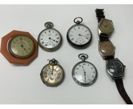 A Collection of vintage watches and pocket watches inc 1 silver example.
