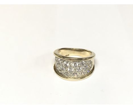 A 9ct gold pave set cluster ring.