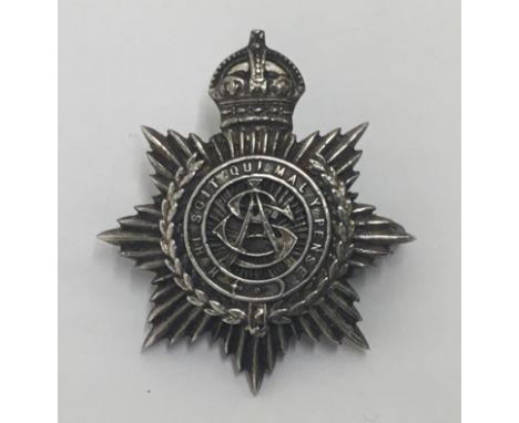 An early 20th century silvered (or possibly solid silver) cast Army Service Corps cap badge. Dating from 1902-1918, and of 2 