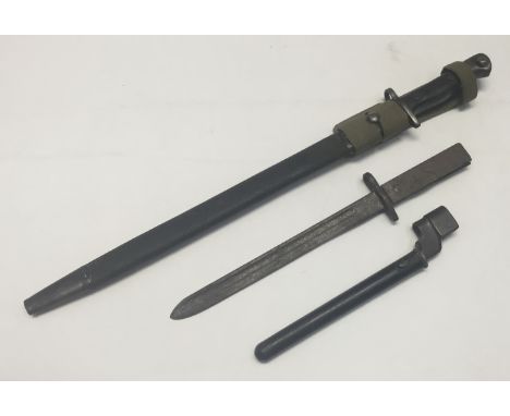 A WW1 era Royal Marines interest 1907 pattern bayonet, with scabbard, by Wilkinson. Marked ‘11 18’ for November 1918, marking