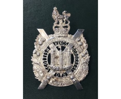 A good quality vintage Scottish sterling silver officer’s cap badge for the Kings Own Scottish Borderers. Of standard die sta