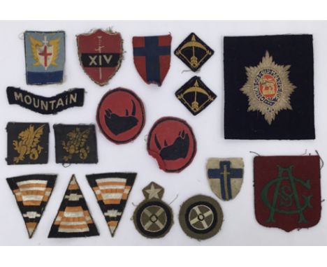 A small collection of WW2 and later British formation patches, plus other examples. To include: an embroidered 52 Lowland Div