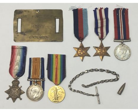 An interesting WW1 1914 Star Prisoner of War medal trio, and associated items, awarded to 8887 Pte George Kilburn of the King