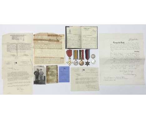 An interesting O.B.E. WW1 / WW2 Mercantile Marine medal group, ‘sunk by enemy action’ medallions, period documentation and ph