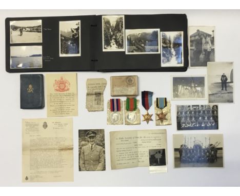 An emotive WW2 Royal Air Force Volunteer Reserve casualty medal group, photograph album, other loose portrait photographs, an