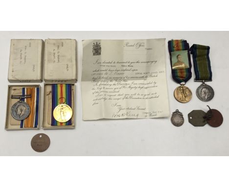 A WW1 medal casualty pair, awarded to to 27556 Pte Thomas Pepper of the North Staffordshire Regiment, and the 7th Battalion L