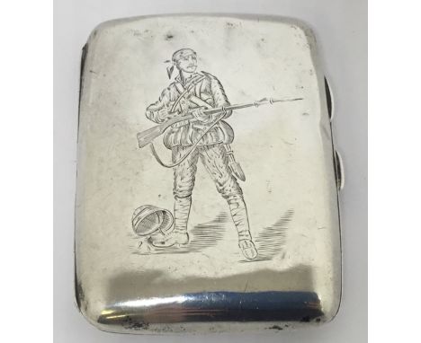 A Boer War era ‘Gentleman in Kharki’ sterling silver cigarette case. Hallmarked for Birmingham 1899, with the makers mark for