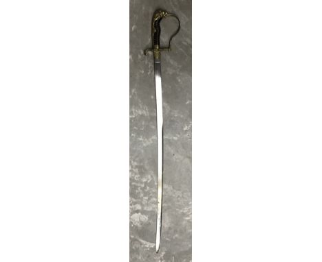 German WW2 Lion&rsquo;s-head officer&rsquo;s dress sword un-engraved blade missing scabbard. Approximately Blade length 77cm,