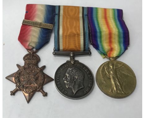 A WW1 Star and Mons Clasp trio, awarded to 7320 Pte T.Dickson of the 8th Highland Light Infantry. To include: the 1914 Star w