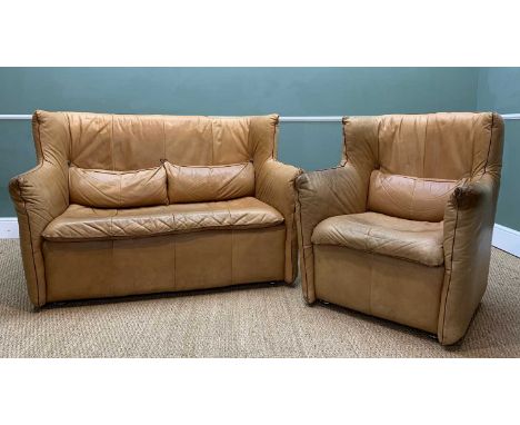 MID-CENTURY GERARD VAN DEN BERG FOR MONTIS, two seater sofa, beige coloured leather, 98h x 150w x 70cms d, with matching arm 
