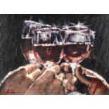 ‡ FABIAN PEREZ limited edition (23/282) giclee print on canvas board - Study for Red, three wine