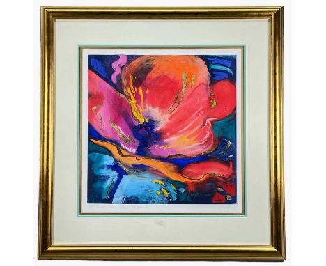 ‡ SIMON BULL etching with colour and gold embellishment - 'I Live for You Alone', signed and titled in pencil, 59 x 59cmsProv