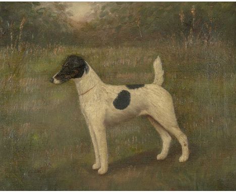 HENRY CROWTHER oil on canvas - fox terrier portrait, signed and dated 1912, named 'Nippitt' to the frame, 29 x 36.5cmsProvena