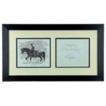 ‡ SIR KYFFIN WILLIAMS, autograph and facsimile print - Farmer on horseback, framed with signed '