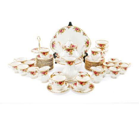 QUANTITY OF ROYAL ALBERT 'OLD COUNTRY ROSES' BONE CHINA TEAWARE including, boxed biscuit barrel, two tier cake stand, sandwic