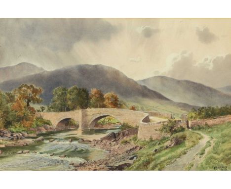 ISAAC COOKE RBA (British, 1846-1922) watercolour - label verso 'Millthrop Bridge, Sedbergh, 1897', signed, 33 x 59cmsProvenan