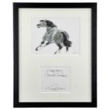 ‡ SIR KYFFIN WILLIAMS RA, autograph and facsimile print - Prancing pony, framed with signed 'Happy