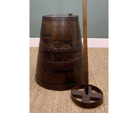 19TH C. WELSH OAK BUTTER CHURN, 'BEDDAU GNOC', with lid, previously on display at The National Trust property, Ty Mawr Wybrna