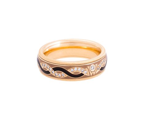 WELLENDORFF Drehring "Cassia", Brillanten zus. ca. 0,20 ct, sehr gute Farbe u. Reinheit, GG 18K, 13,3 gr, RW: 56, Jahrgang 20
