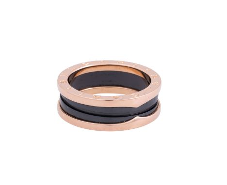 BULGARI Ring "B.zero1" 2-Band-Ring mit schwarzer Keramik, akt. NP (2023): 2.150 €, RSG 18K, 9,8 g, RW: 63, Kauf 2020, guter E