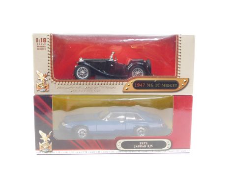 Two Road Signature die cast models of motor cars, scale 1:18, both boxed, comprising a Jaguar XJS 1975 and a 1947 MG TC Midge