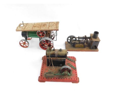 A Mamod steam tractor, together with a steam engine, and a GBN Bavarian steam engine. (3)