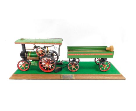 A Mamod TE1A customised traction engine, on a wooden stand with name plate, stand 64.5cm L.