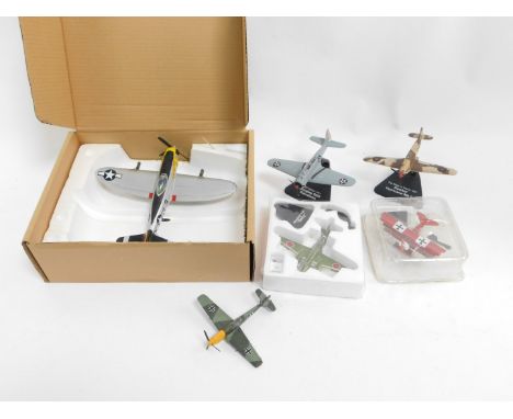 A Franklin Mint die cast model of a P47 Thunderbolt 'Angie', scale 1:48, together with five die cast models of WWII aircraft,