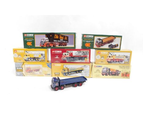 Corgi die cast Classics and Building Britain Lorries, comprising 31701, 14501, 12401, 13903, 13601, 13904, 14401, and 13905, 