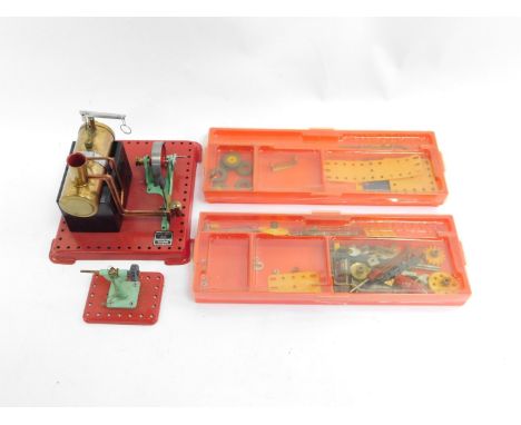 A Mamod Steam Engine, together with Meccano. (qty)