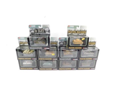 Corgi die cast models of tanks, D-Day and Fighting Machines Series, boxed. (10)