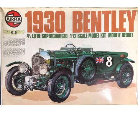 A 1970's vintage Airfix 1/12 scale model kit, of a 1930 Bentley, 4 1/2 litre supercharged.