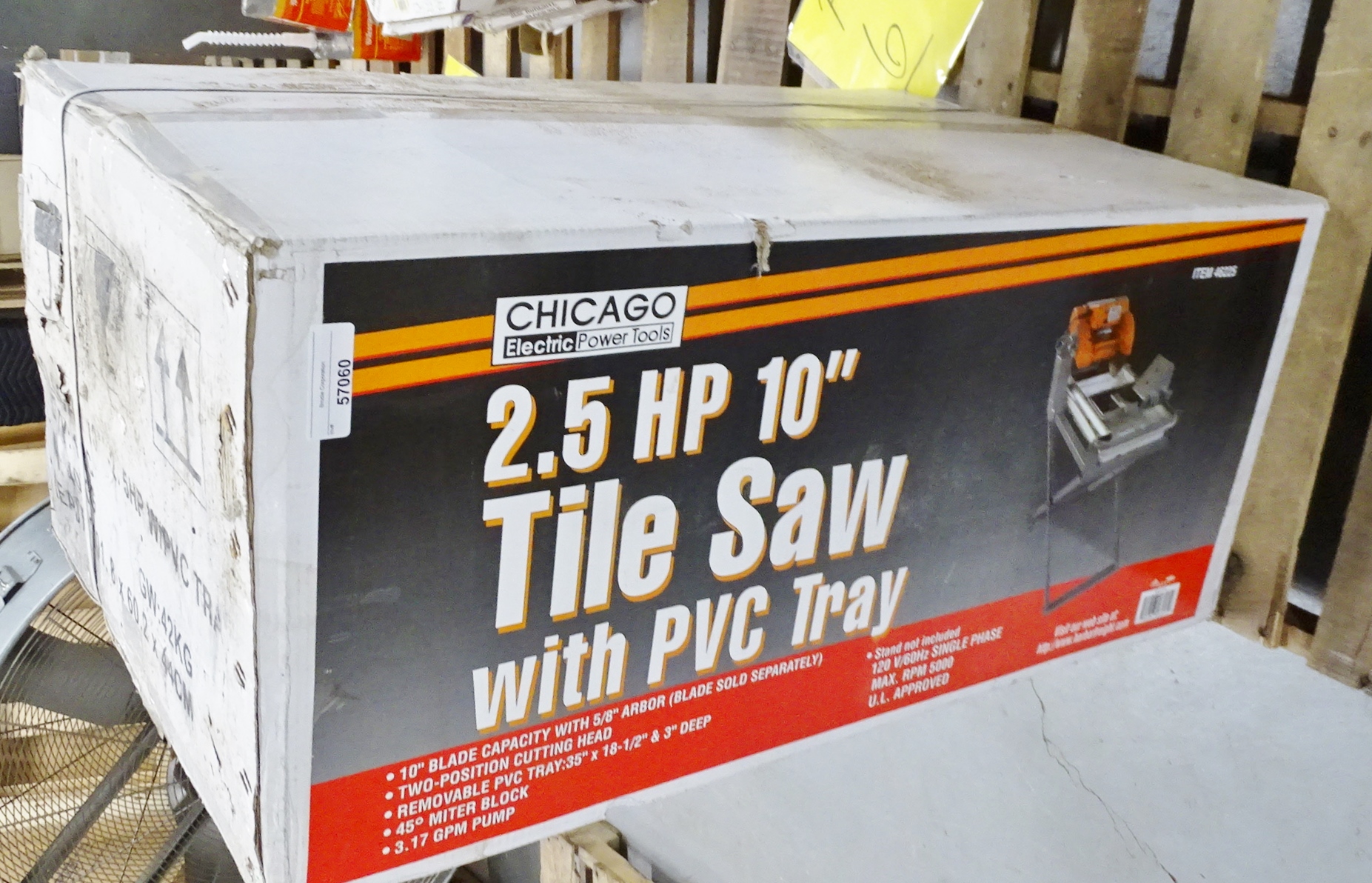Chicago Electric 2.5 hp 10" Tile Saw w/ PVC Tray, LOCATED AT LIVONIA