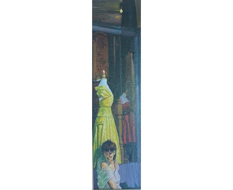 •Joe McIntyre (Scottish, b. 1940), Study for Summer in the City, Mannequins, Brighton, signed upper left, oil on canvas panel