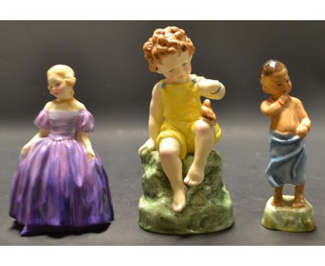 A Royal Worcester figure, Fridays child, no 3523; another Burman 3068; a Royal Dulton figure Marie HN1370 (3) 
