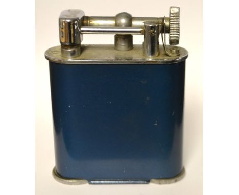 Large Art Deco blue enamel, jumbo table lighter