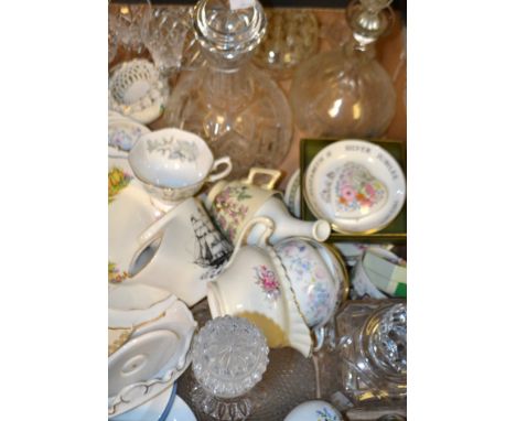 Glass and Ceramics - cut glass and crystal decanters and glasses; Wedgwood; Royal; Worcester; Royal Albert; Belleek; etc