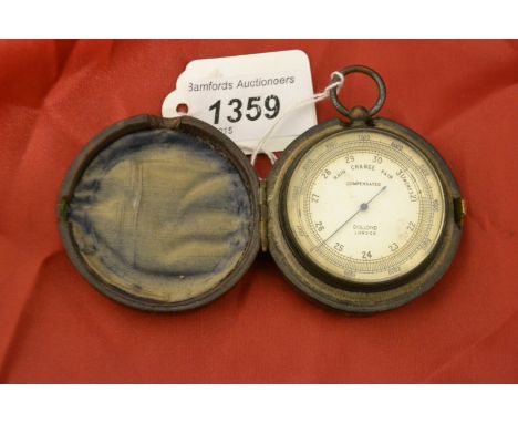 A pocket barometer, Dolland, London, cased 