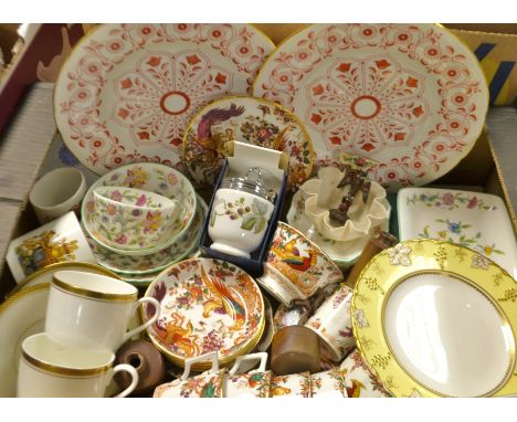 A Royal Crown Derby Olde Avesbury four cups and saucers, coffee cup and saucer;  Royal Crown Derby Rougemont plate, another s