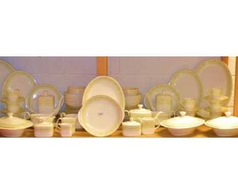 A extensive Royal Doulton Paisley pattern tea and dinner service including tureens, plates, tea, coffee pots, jugs, cups and 