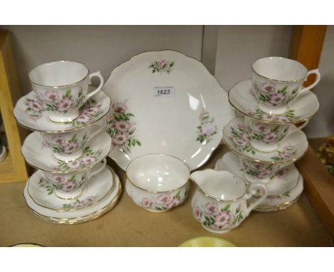 A Royal Albert  Wild Rose twenty-one piece tea service for six, printed marks. 